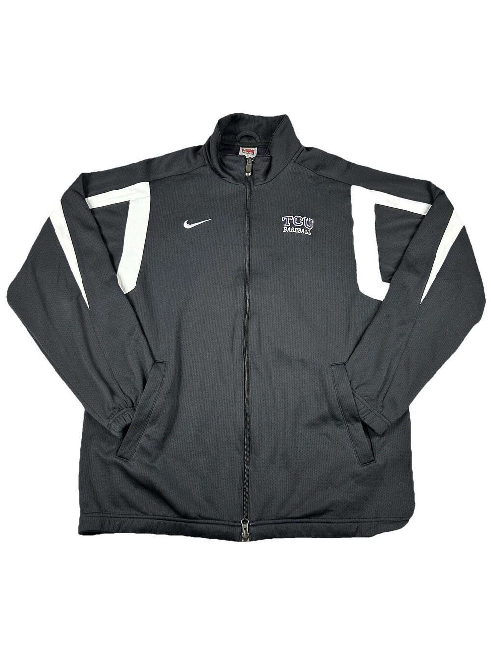 NIKE TCU Horned Frogs Baseball TEAM ISSUED Full Zip Mens Medium Black Jacket